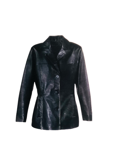 [Art# 845]  vintage black shiny leather women jacket